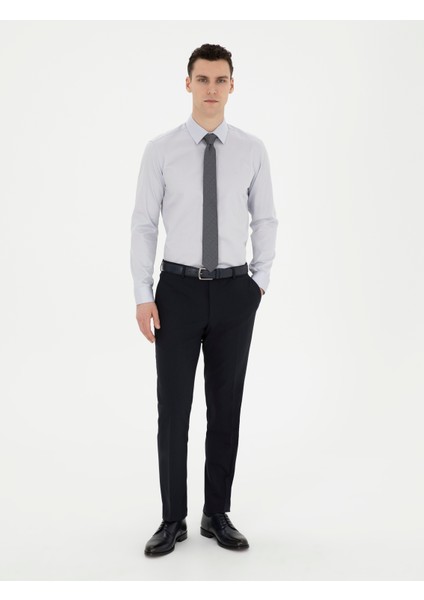 Erkek Gri Slim Fit Uzun Kollu Basic Gömlek 50286102-VR024