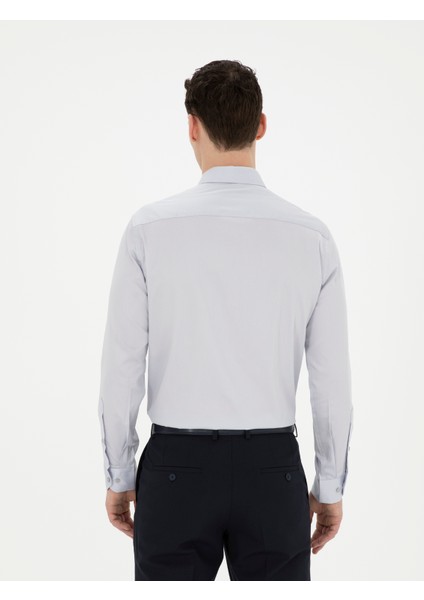 Erkek Gri Slim Fit Uzun Kollu Basic Gömlek 50286102-VR024