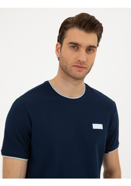 Erkek Lacivert Slim Fit Tişört 50296578-VR033 fiyatları