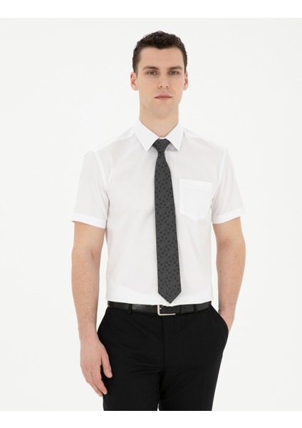 Erkek Beyaz Regular Fit Kısa Kollu Basic Gömlek 50286403-VR013