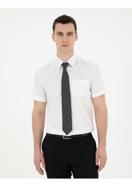 Erkek Beyaz Regular Fit Kısa Kollu Basic Gömlek 50286403-VR013