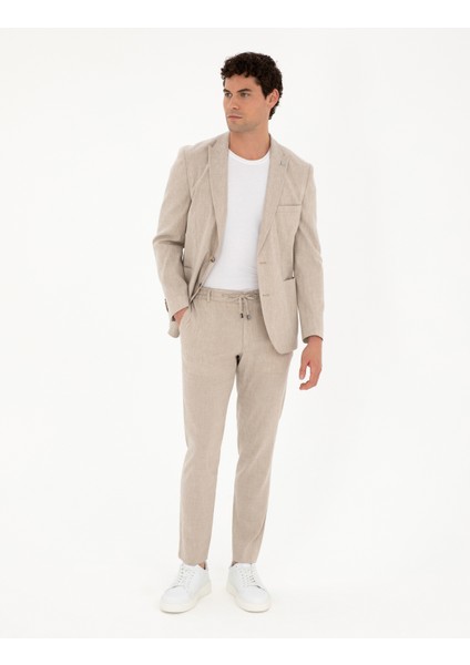Erkek Açık Kahverengi Ekstra Slim Fit Keten Karışımlı Takım Elbise 50285295-VR002 fırsatları