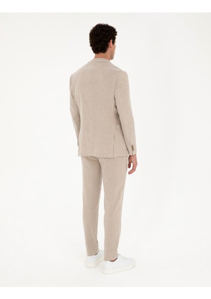 Erkek Açık Kahverengi Ekstra Slim Fit Keten Karışımlı Takım Elbise 50285295-VR002 indirimleri