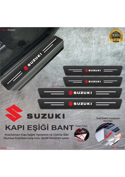 DK Elektronik Suzukı Logolu Karbon Kapı Eşiği Koruyucu Suni Deri 4'lü Set