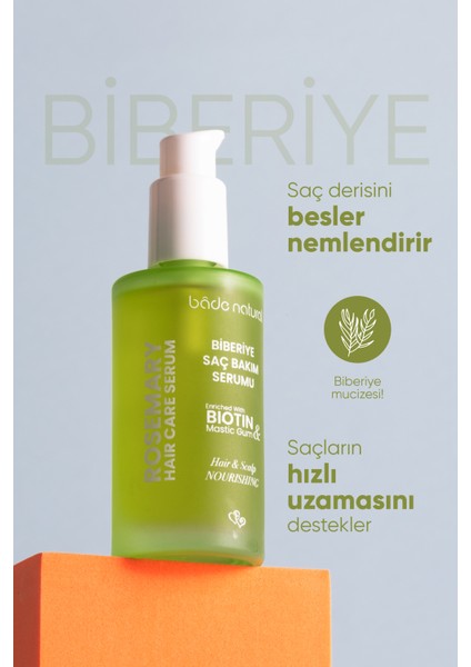 Bade Natural Biberiye Yağı ve Biotin Complex Yıpranmış Saçlar Için Güçlendirici Saç Bakım Serumu 50 ml