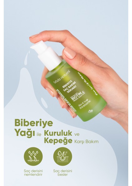 Bade Natural Biberiye Yağı ve Biotin Complex Yıpranmış Saçlar Için Güçlendirici Saç Bakım Serumu 50 ml