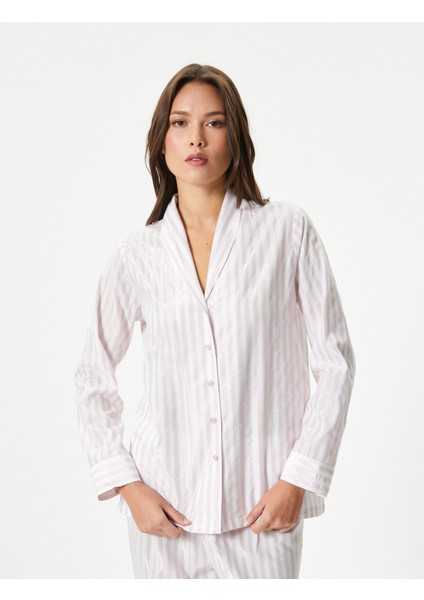 Gömlek Yaka Pijama Üstü Uzun Kollu Düğmeli modelleri