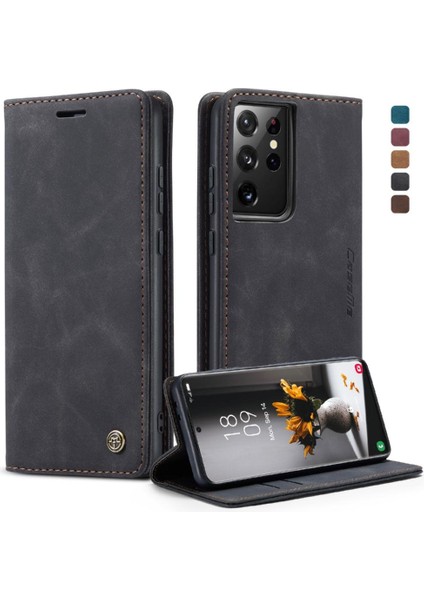 Manyi Mall Samsung Galaxy S21 Ultra Kılıf Için Flip Case Kart Yuvası Kickstand Manyetik (Yurt Dışından)