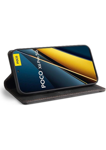 Xiaomi Poco X6 Pro Iki Kart Yuvaları Kickstand Premium Deri (Yurt Dışından)