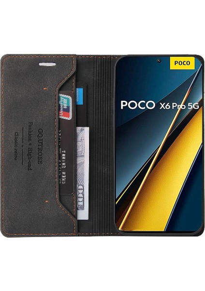 Xiaomi Poco X6 Pro Iki Kart Yuvaları Kickstand Premium Deri (Yurt Dışından)