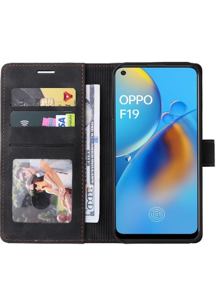 Oppo A74/F19 Flip Kapak Deri Kılıf Için Flip Case Basit Iş Cüzdan (Yurt Dışından) modelleri