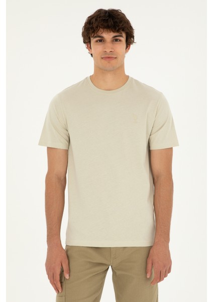 U.S. Polo Assn. 50294224-Vr049 Erkek Taş Basic T-Shirt