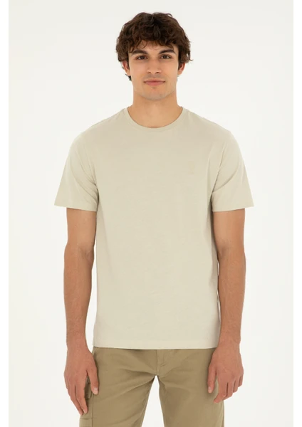 U.S. Polo Assn. 50294224-Vr049 Erkek Taş Basic T-Shirt