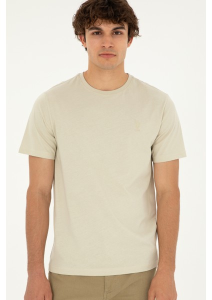 U.S. Polo Assn. 50294224-Vr049 Erkek Taş Basic T-Shirt