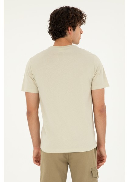 U.S. Polo Assn. 50294224-Vr049 Erkek Taş Basic T-Shirt