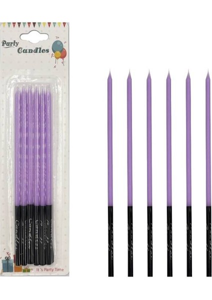 Kalem Model Makaron Lila Mum 15 cm 6 Lı
