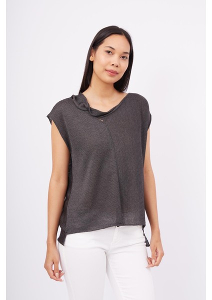 Magenta Blouse Düşük Kol Bluz - Antrasit Melanj fiyatları