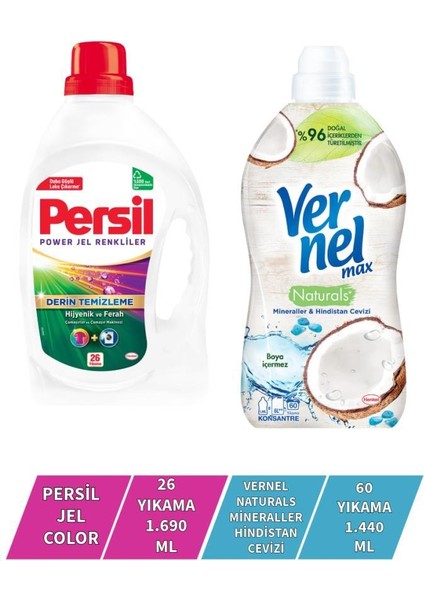 Vernel Max Mineraller&h.cevizi 1,44L + Persil Color Jel 26 Yıkama