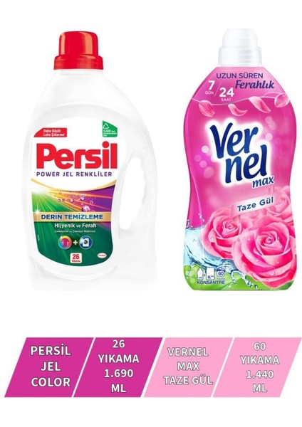 Vernel Max Taze Gül 1,44L + Persil Color Jel 26 Yıkama