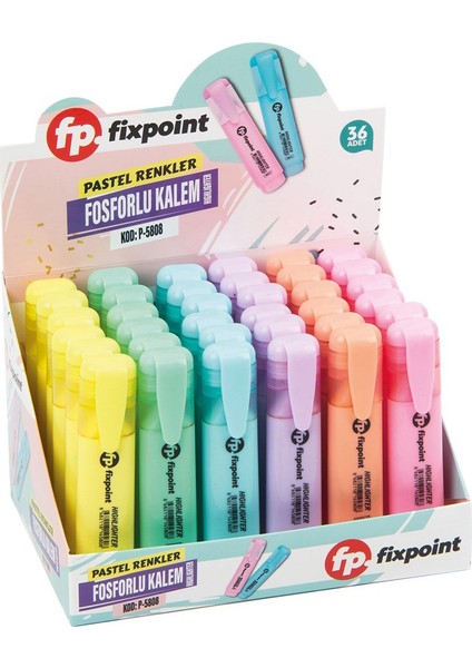 Fosforlu Kalem Pastel Renkfixpoint P 5808 36'lı Paket