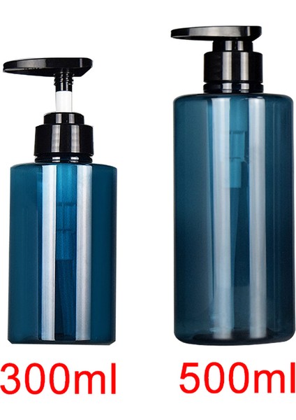 Mavi Stil 300 ml Şampuan ve Saç Kremi Dağıtıcı Şişeleri Duş Doldurulabilir Sabunluk Boş Pompalı Şişe Etiketli Banyo Organizatör Kavanoz (Yurt Dışından)
