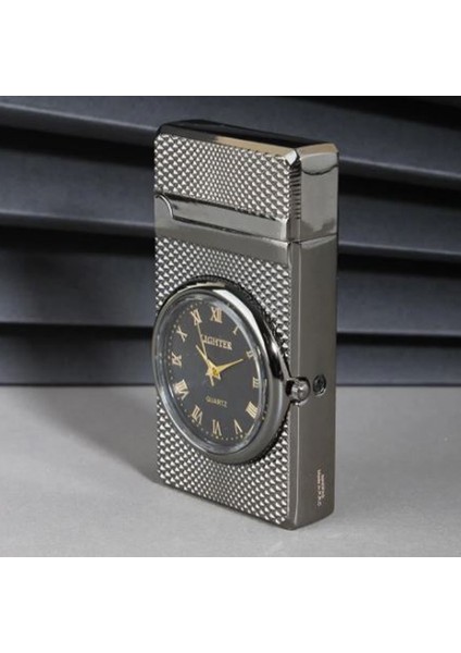 Saatli Pürmüz Rüzgar Geçirmez Gazlı Metal Çakmak (Gold,gri,siyah Renk Mevcut) modelleri