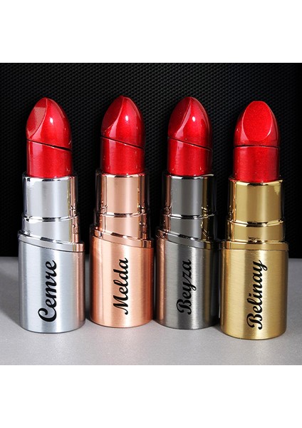 Kişiye Özel Isimli Ruj Şeklinde Tasarım Çakmak Açık Gri fırsatları