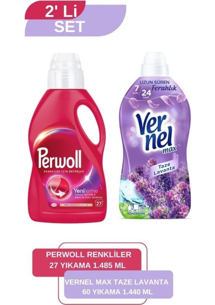 Vernel Max Taze Lavanta 1,44L + Perwoll Renkli 1,485