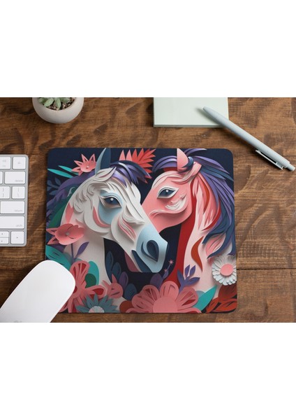 Iki At Fotoğraflı Dikdörtgen Hediyelik ve Günlük Kullanıma Uygun Baskılı Mouse Pad fiyatları