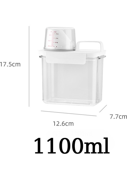 1100 ml Tarzı Toz Çamaşır Deterjan Dispenseri Gıda Tahılları Pirinç Saklama Kabı Dekantör Şişe Ağzı Ölçüm Kabı Deterjan Şeffaf Tank Kutusu (Yurt Dışından)