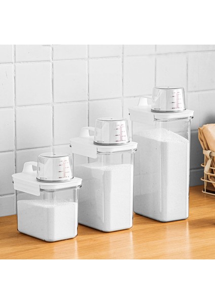 1100 ml Tarzı Toz Çamaşır Deterjan Dispenseri Gıda Tahılları Pirinç Saklama Kabı Dekantör Şişe Ağzı Ölçüm Kabı Deterjan Şeffaf Tank Kutusu (Yurt Dışından) modelleri