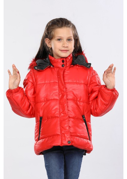 Içi Kürklü Çıkarılabilir Kapişonlu Su ve Rüzgar Geçirmez Çocuk Montu AVM146VF