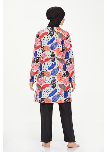 Brıanna Tam Kapalı Tesettür Mayo Kadınlar İçin Desenli Su İtici 3 Parça Siyah indirimleri