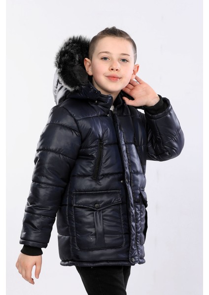 Içi Kürklü Çıkarılabilir Kapişonlu Su ve Rüzgar Geçirmez Çocuk Montu AVM152VF