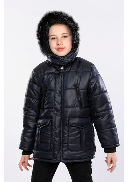 Içi Kürklü Çıkarılabilir Kapişonlu Su ve Rüzgar Geçirmez Çocuk Montu AVM152VF