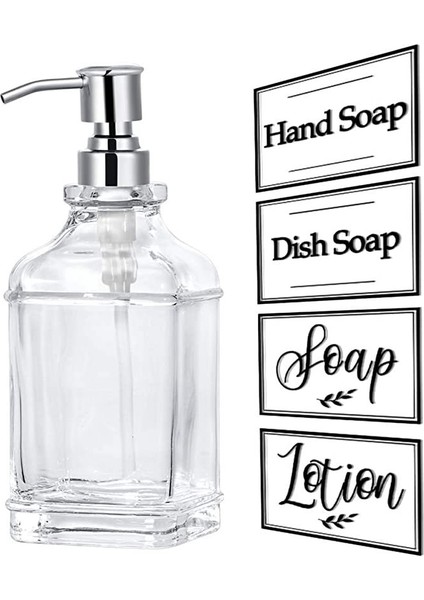 300 ml Tarzı Yüksek Li ml Sabunluk Antika Kalın Şeffaf Cam El Sabunu Dağıtıcı Paslanmaz Çelik Pompa Banyo Şişeleri Aracı (Yurt Dışından)