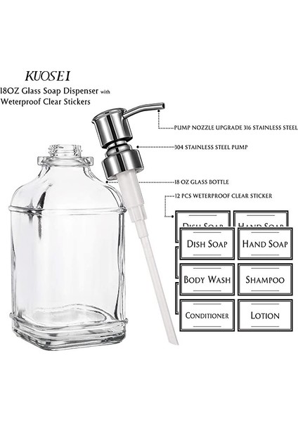 300 ml Tarzı Yüksek Li ml Sabunluk Antika Kalın Şeffaf Cam El Sabunu Dağıtıcı Paslanmaz Çelik Pompa Banyo Şişeleri Aracı (Yurt Dışından) fırsatları