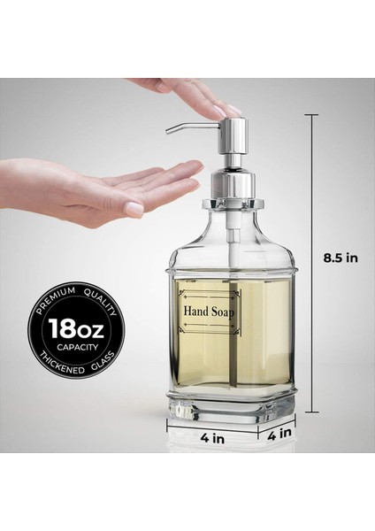 300 ml Tarzı Yüksek Li ml Sabunluk Antika Kalın Şeffaf Cam El Sabunu Dağıtıcı Paslanmaz Çelik Pompa Banyo Şişeleri Aracı (Yurt Dışından) indirimleri