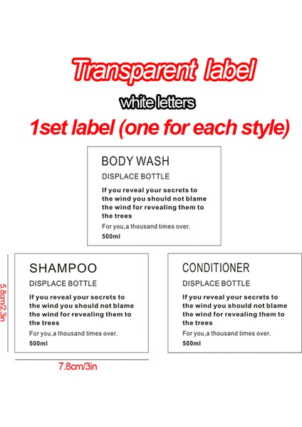 No.3 Tarzı Sabunluk Etiket Seti Şampuan Vücut Yıkama Kremi Etiketleri Çıkarılabilir Su Geçirmez Benzersiz Şişe Çıkartmaları Banyo Aksesuarları (Yurt Dışından)