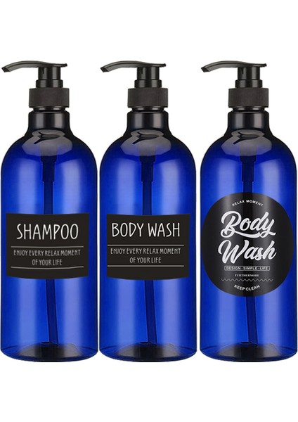 Mavi Stil L Sabunluk Şişesi Doldurulabilir Şampuan Kremi Vücut Yıkama Şişeleri Losyon Pres Şişesi Banyo Depolama Şişesi (Yurt Dışından) modelleri