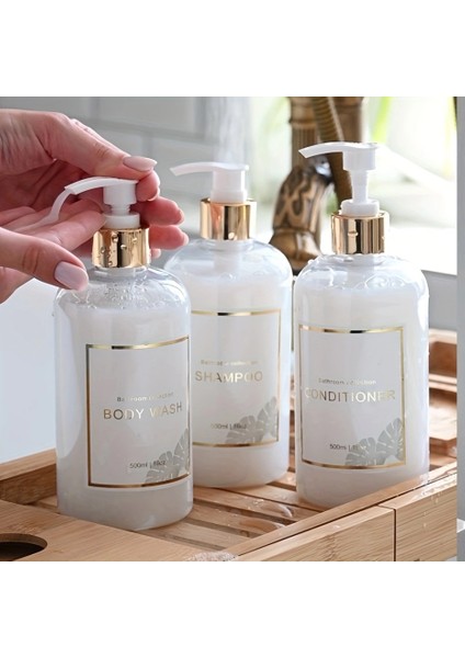 Net Stil Banyo Dekor Sabunluk Doldurulabilir Şampuan Kremi Vücut Yıkama Dispenseri Şişe Banyo Sıvı Etiketli Konteyner (Yurt Dışından) fiyatları