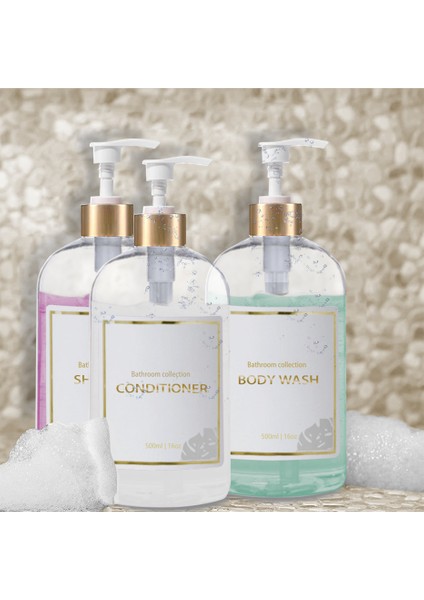 Net Stil Banyo Dekor Sabunluk Doldurulabilir Şampuan Kremi Vücut Yıkama Dispenseri Şişe Banyo Sıvı Etiketli Konteyner (Yurt Dışından) modelleri