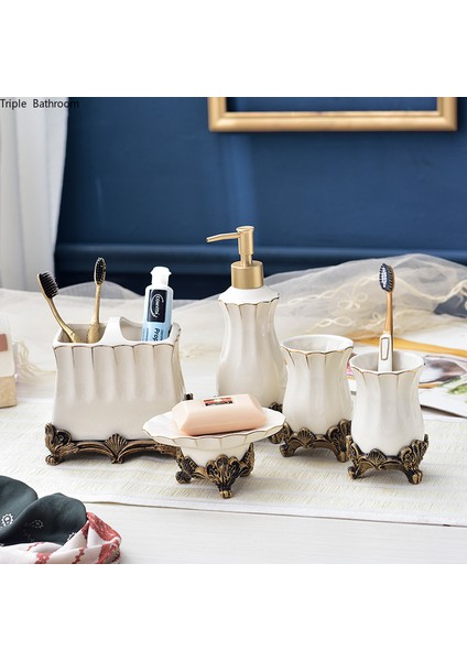 D Tarzı Eramics Beyaz Losyon Şişesi Avrupa Tarzı Gargara Bardak Sabunluk Diş Fırçası Tutucu Ev Banyo Aksesuarları Malzemeleri (Yurt Dışından) modelleri