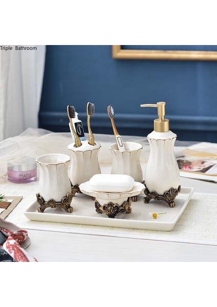 D Tarzı Eramics Beyaz Losyon Şişesi Avrupa Tarzı Gargara Bardak Sabunluk Diş Fırçası Tutucu Ev Banyo Aksesuarları Malzemeleri (Yurt Dışından) fırsatları