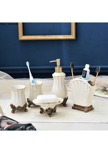 D Tarzı Eramics Beyaz Losyon Şişesi Avrupa Tarzı Gargara Bardak Sabunluk Diş Fırçası Tutucu Ev Banyo Aksesuarları Malzemeleri (Yurt Dışından) indirimleri
