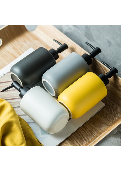 Sarı Stil Basit Seramik Sabunluk Pompalı Şişe Banyo Aksesuarları El Temizleyici Şampuan Şişesi 350 ml Porselen Banyo Malzemeleri (Yurt Dışından) modelleri