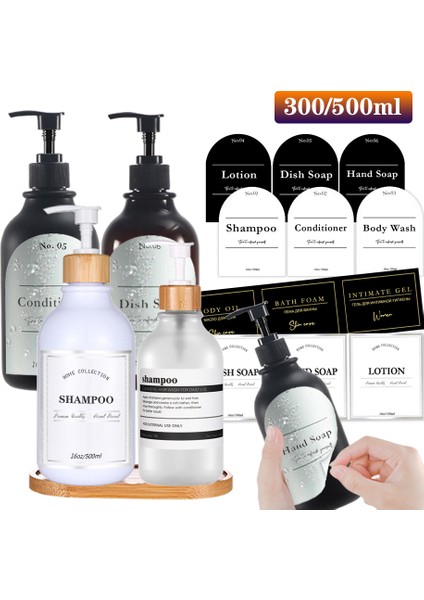 Altın Tarzı 300ML Banyo Şampuanı ve Duş Jeli Saç Kremi Dispenseri Doldurulabilir Pres Sabunluk Boş Şişe Su Geçirmez Etiketler M (Yurt Dışından) fiyatları