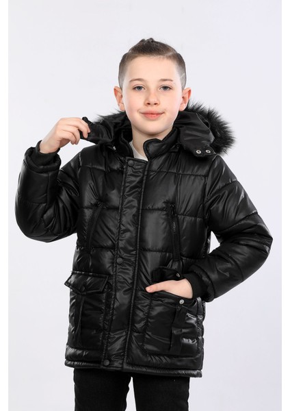 Içi Kürklü Çıkarılabilir Kapişonlu Su ve Rüzgar Geçirmez Çocuk Montu AVM152VF