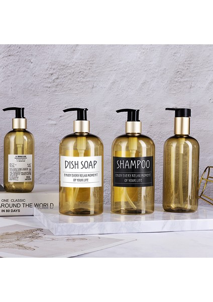 Bir Stil Etiket Etiketleri ile Pet Sabun Şişeleri Banyo Şampuanı El Temizleyici Şişe Kozmetik Vücut Yıkama Losyonu Açık Seyahat Araçları (Yurt Dışından) modelleri