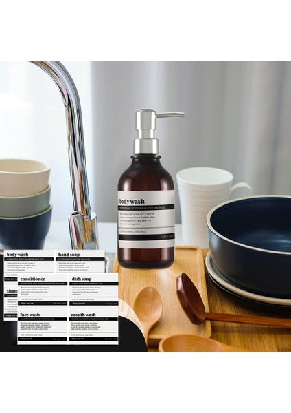 Beyaz Stil 300 ml ml Şampuanlık Sabun Şişesi Banyo Doldurulabilir Duş Jeli Losyon Dispenseri Su Geçirmez Etiket Plastik Boş Şişe (Yurt Dışından) indirimleri